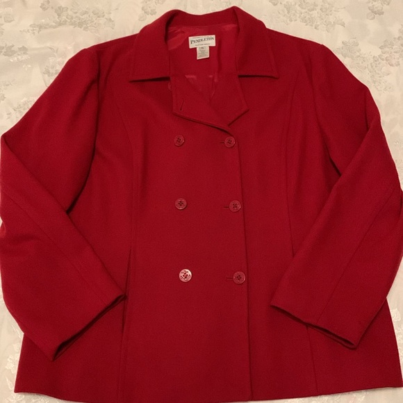 Red Wool Pendleton Pea Coat - Size 16 - 100% Merino Wool - Gorgeous coat! - Picture 2 of 10